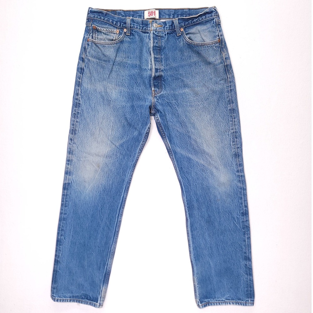 Levis‎ 501 Original Straight Leg Button Fly Jeans Mens 39x33 Blue Denim